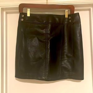 Free People black faux leather mini skirt